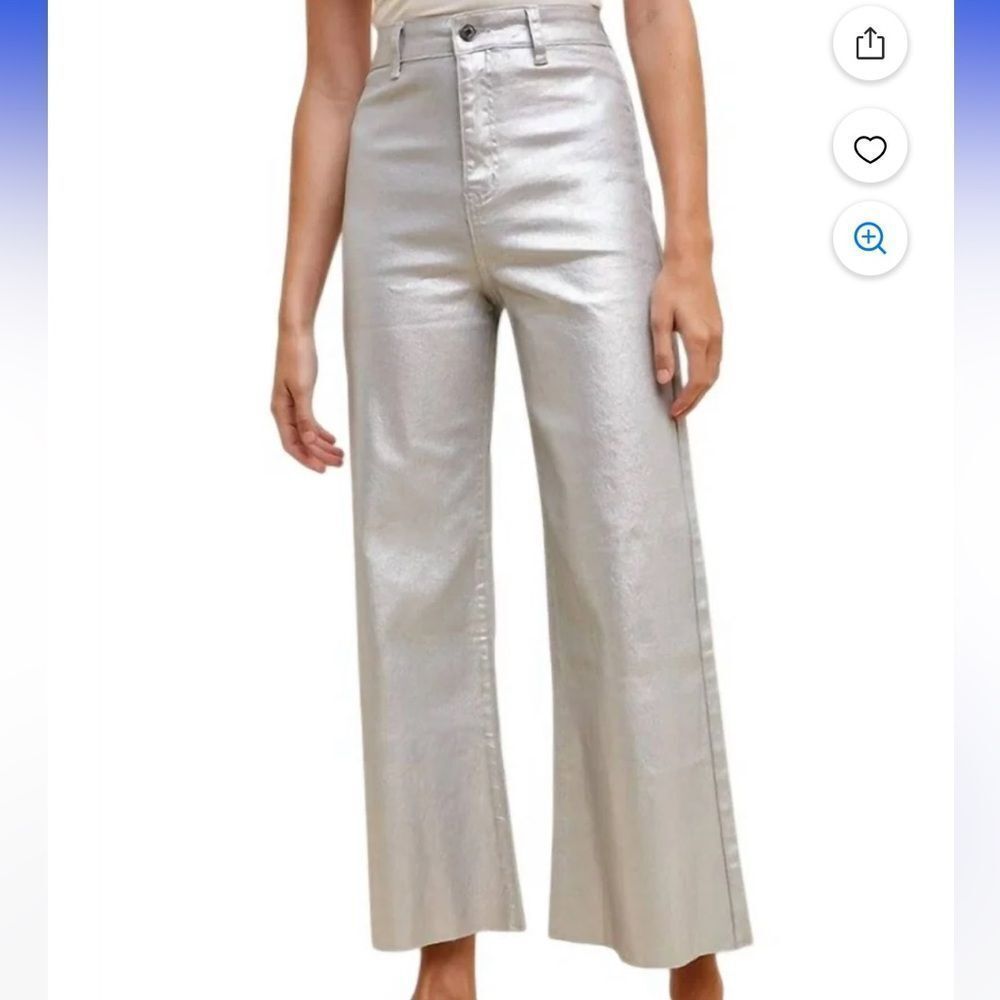 Anniewear Silver Metallic Jeans Size Large